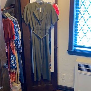 Madewell olive green jumpsuit with tie waist